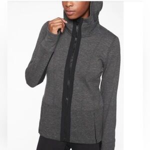 Athleta fited victory gray black zip up hoodie size XS active wear